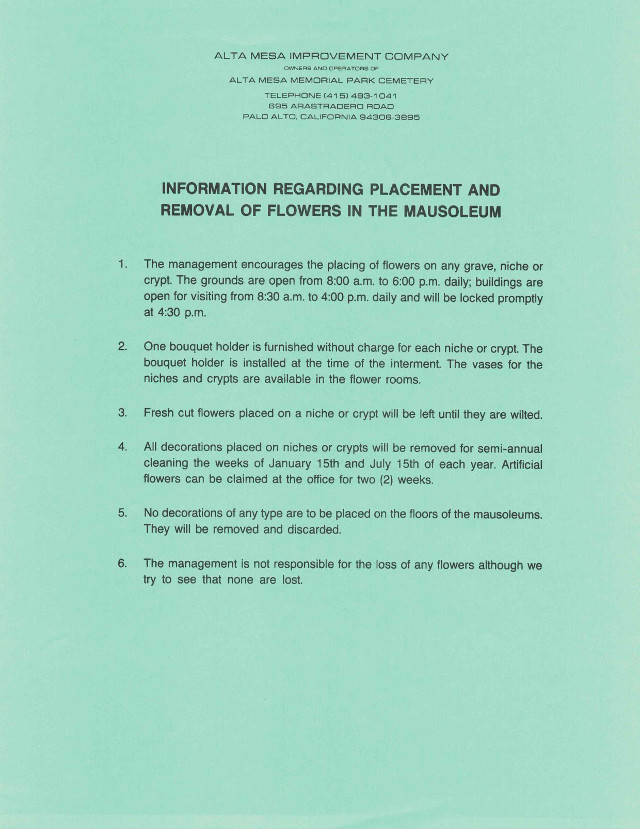 Flower Removal Policy